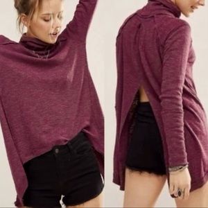 Free People We The Free Split Back Turtleneck Top XS